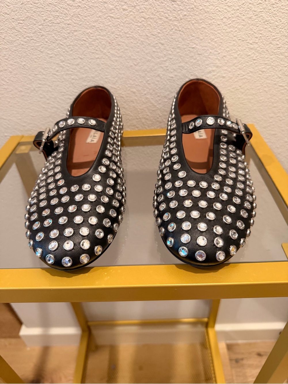 ALAÏA Black Rhinestone Lambskin Ballet Flats, 39 - Picture 3 of 10
